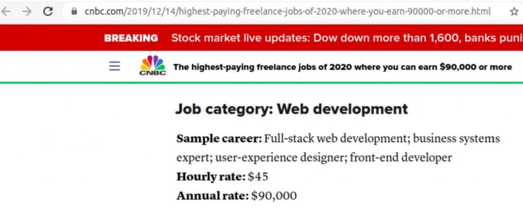 Top 5 growing skills Web development