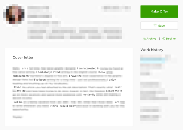 Bad proposal example for freelancer