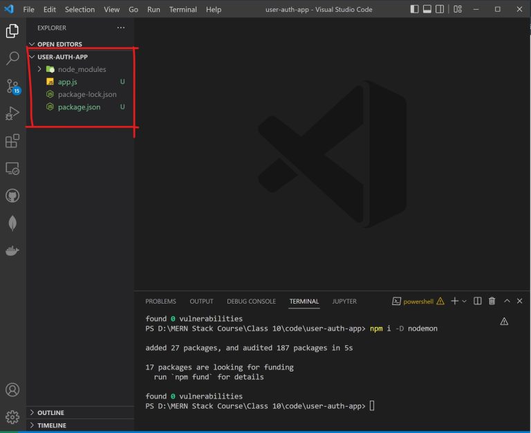 MERN App basic setup screenshot